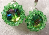 Серьги из биконусов с риволи